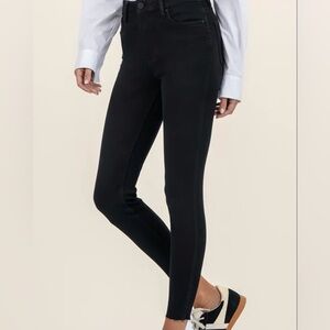 Kut from the Kloth Faded Black Denim Jeans Distressed Ankle